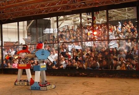 The robots face off